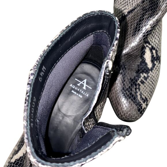 Aquatalia Gray Snake Skin Ankle Boots Embossed Leather Booties Size 6.5 - Picture 8 of 8